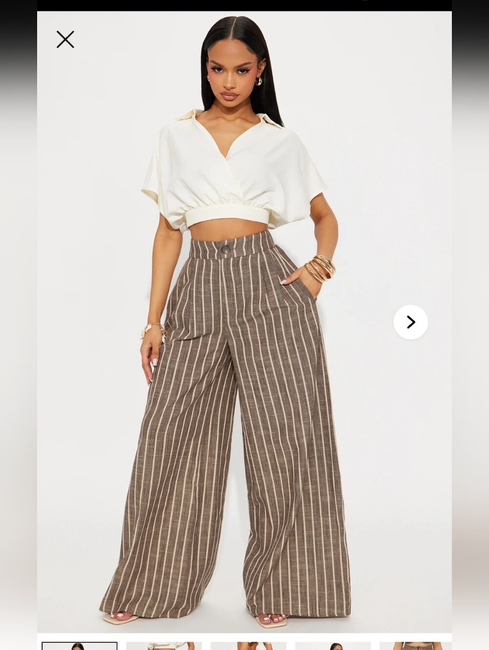 NWOT Fashion Nova Linen Striped Pants Size Small